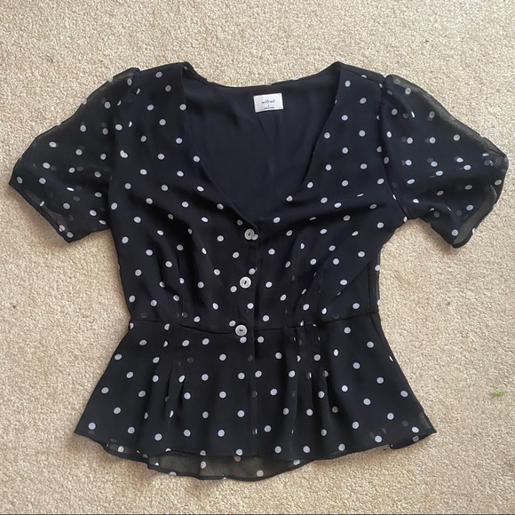 aritzia wilfred peplum blouse polka dot - Picture 3 of 5